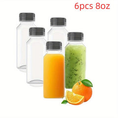 6 Pack Plastic Juice Bottles Reusable Water Bottles With Lids 4oz - 16oz