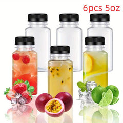 6 Pack Plastic Juice Bottles Reusable Water Bottles With Lids 4oz - 16oz