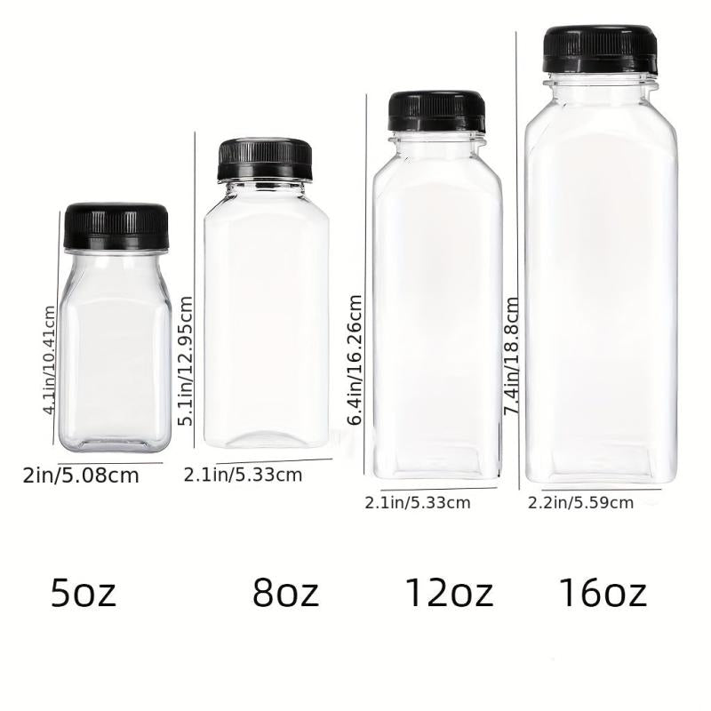 6 Pack Plastic Juice Bottles Reusable Water Bottles With Lids 4oz - 16oz