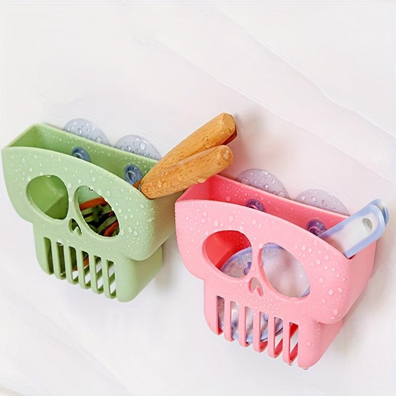 Skull Sink Drain Basket Kitchen Faucet Sponge Storage Rack