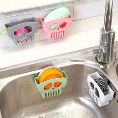 Skull Sink Drain Basket Kitchen Faucet Sponge Storage Rack