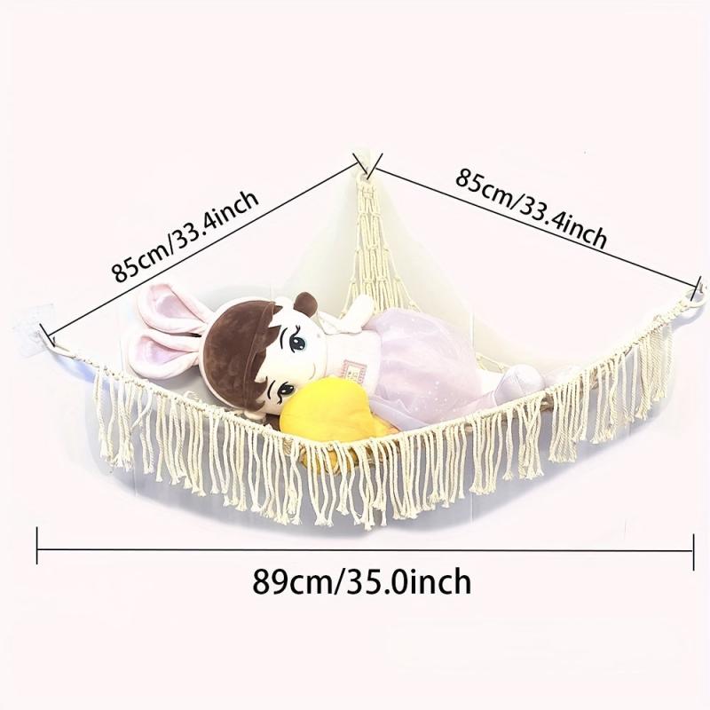 Triangular Toy Net Pocket Woven Tapestry Storage Hammock