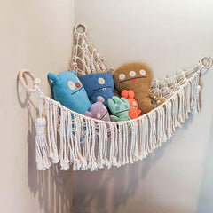 Triangular Toy Net Pocket Woven Tapestry Storage Hammock