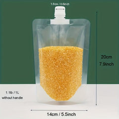 5pcs Spout Sealed Stand Up Food Storage Pouch Moisture Proof Transparent Bag