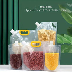 5pcs Spout Sealed Stand Up Food Storage Pouch Moisture Proof Transparent Bag