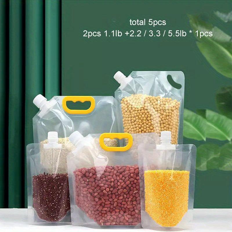 5pcs Spout Sealed Stand Up Food Storage Pouch Moisture Proof Transparent Bag