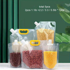5pcs Spout Sealed Stand Up Food Storage Pouch Moisture Proof Transparent Bag