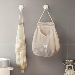 Wall-Mounted Plastic Bag Organizer for Onions Fruits Vegetables