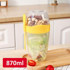 Portable Salad Meal Shaker Cup with Fork 1070ml