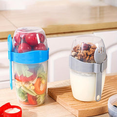 Portable Salad Meal Shaker Cup with Fork 1070ml