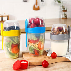 Portable Salad Meal Shaker Cup with Fork 1070ml