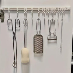Wall Mounted Pot & Pan Row Hooks Rack - 10 Hooks