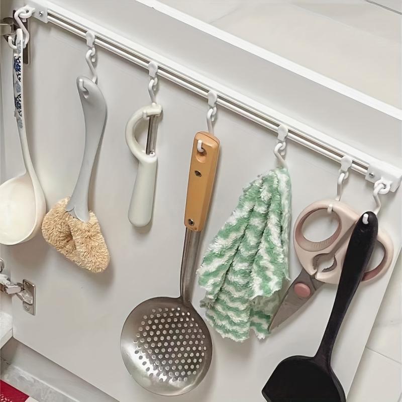 Wall Mounted Pot & Pan Row Hooks Rack - 10 Hooks