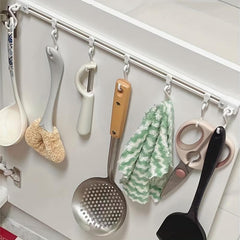 Wall Mounted Pot & Pan Row Hooks Rack - 10 Hooks