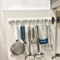 Wall Mounted Pot & Pan Row Hooks Rack - 10 Hooks