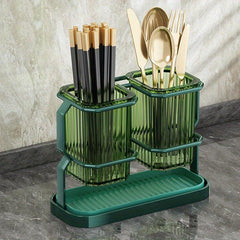 Wall Mounted Chopsticks Holder Double Layer Quick Drying Spoon Rack Iron Art