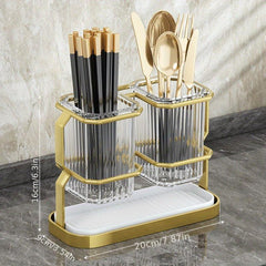 Wall Mounted Chopsticks Holder Double Layer Quick Drying Spoon Rack Iron Art