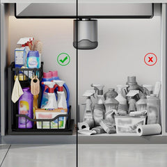 2-Tier Under Sink Organizer Pull Out Cabinet Storage Shelf Rack