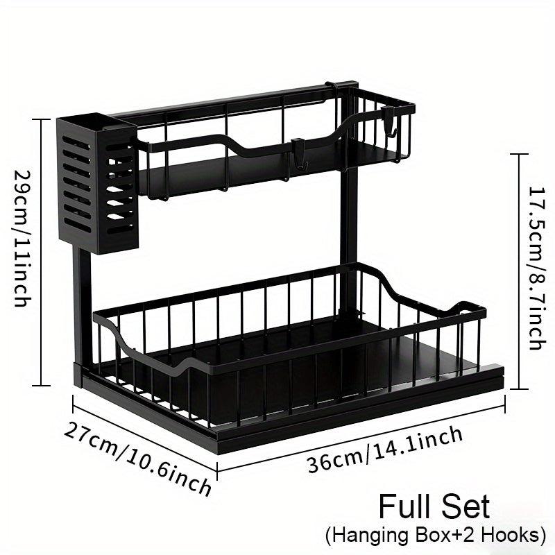 2-Tier Under Sink Organizer Pull Out Cabinet Storage Shelf Rack