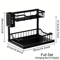 2-Tier Under Sink Organizer Pull Out Cabinet Storage Shelf Rack
