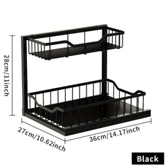 2-Tier Under Sink Organizer Pull Out Cabinet Storage Shelf Rack