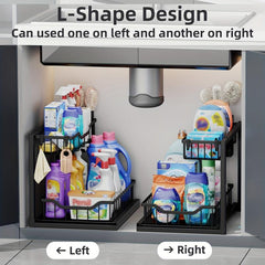 2-Tier Under Sink Organizer Pull Out Cabinet Storage Shelf Rack