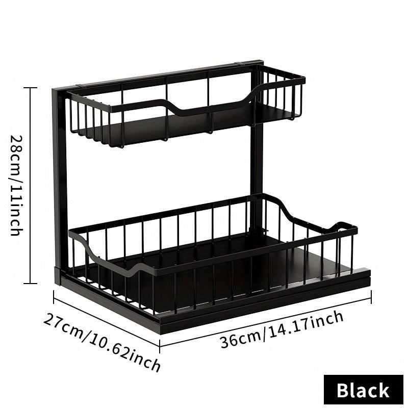 2-Tier Under Sink Organizer Pull Out Cabinet Storage Shelf Rack