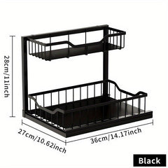 2-Tier Under Sink Organizer Pull Out Cabinet Storage Shelf Rack