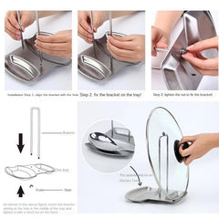 Stainless Steel Pot Lid Rack Shelf with Drain Tray for Easy Pot Storage