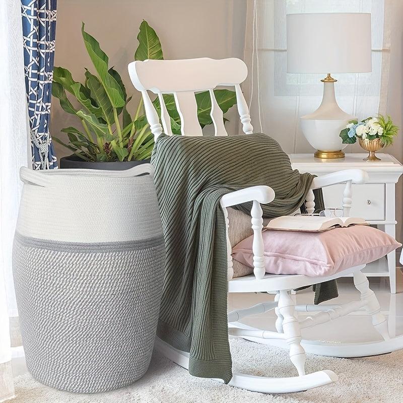 Large Cotton Rope Laundry Basket with Handle