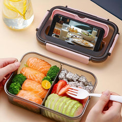 PP Insulated Lunch Box With Tableware For Office Workers Square