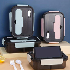 PP Insulated Lunch Box With Tableware For Office Workers Square