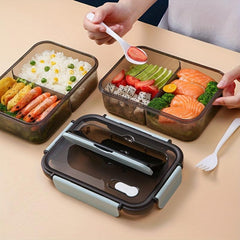 PP Insulated Lunch Box With Tableware For Office Workers Square