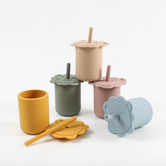 1pc Silicone Sippy Trainer Straw Cups Double Handle Baby Training Cup