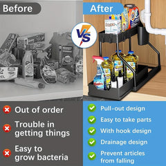 2 Tier Under Sink Organiser Storage Rack Bathroom Kitchen Storage Shelf