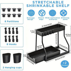 2 Tier Under Sink Organiser Storage Rack Bathroom Kitchen Storage Shelf