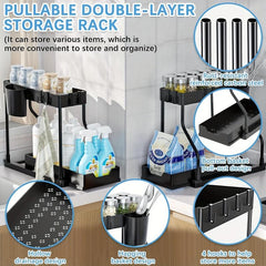 2 Tier Under Sink Organiser Storage Rack Bathroom Kitchen Storage Shelf
