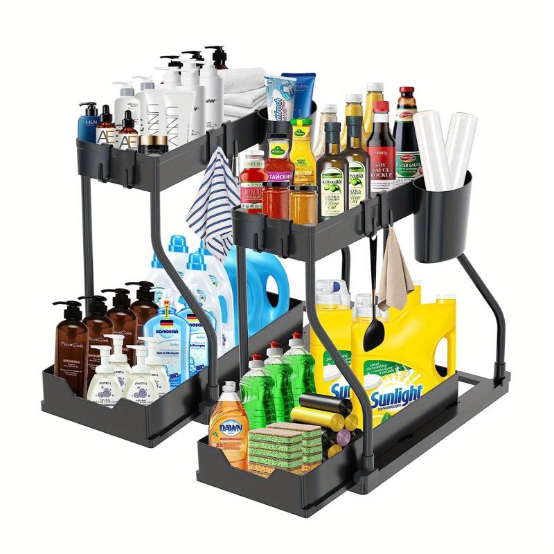 2 Tier Under Sink Organiser Storage Rack Bathroom Kitchen Storage Shelf