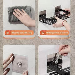 Wall-mounted Kitchen Storage Rack with Drain Basket