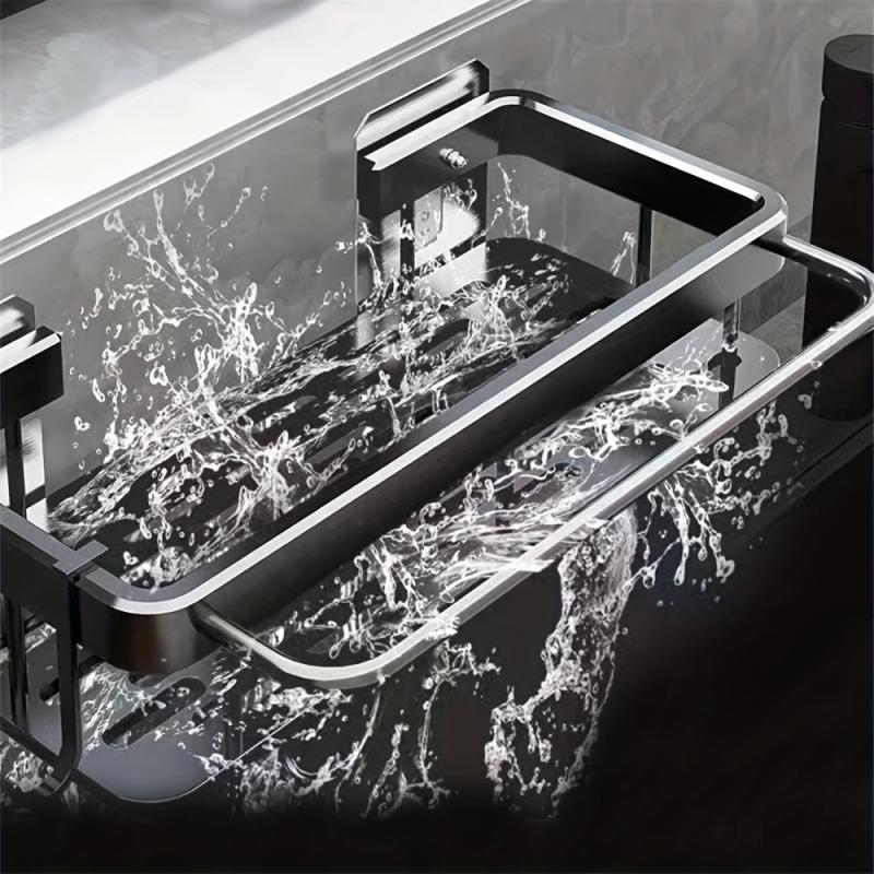 Wall-mounted Kitchen Storage Rack with Drain Basket