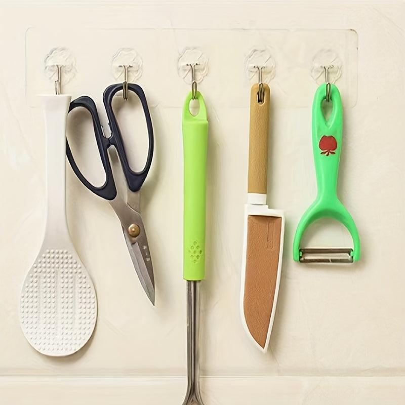 10pcs Transparent Self-adhesive Bathroom Kitchen Door Back Hook