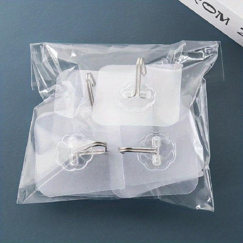 10pcs Transparent Self-adhesive Bathroom Kitchen Door Back Hook