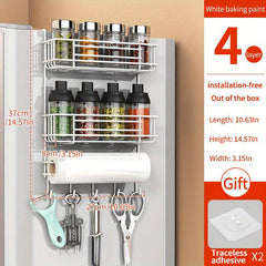 Refrigerator Spice Rack Hanging Shelf with Hooks