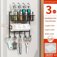 Refrigerator Spice Rack Hanging Shelf with Hooks