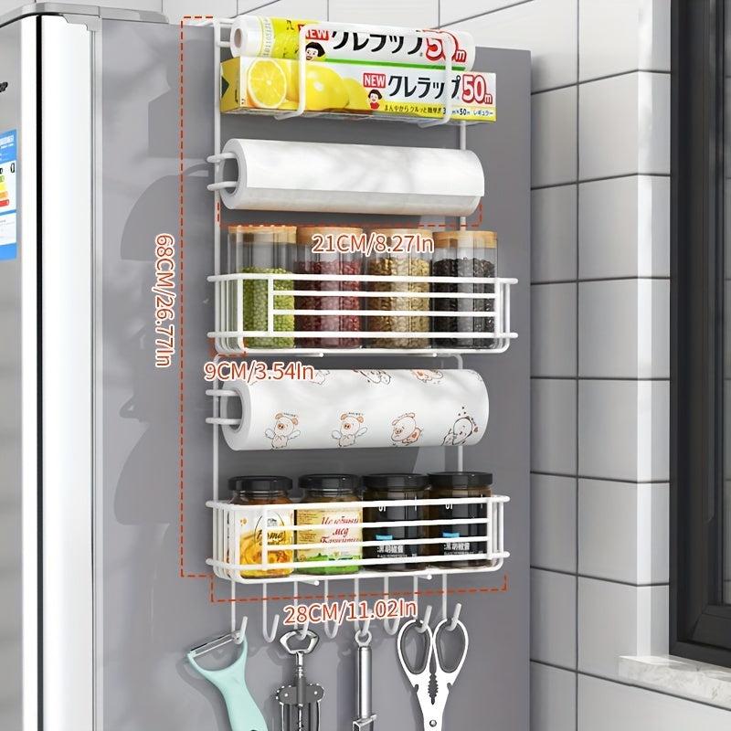 Refrigerator Spice Rack Hanging Shelf with Hooks