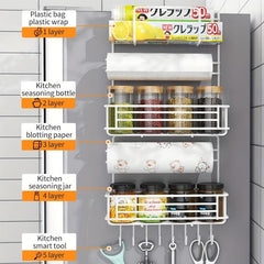 Refrigerator Spice Rack Hanging Shelf with Hooks