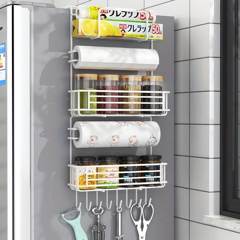 Refrigerator Spice Rack Hanging Shelf with Hooks