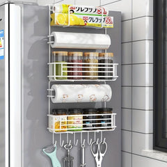 Refrigerator Spice Rack Hanging Shelf with Hooks