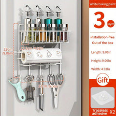 Refrigerator Spice Rack Hanging Shelf with Hooks