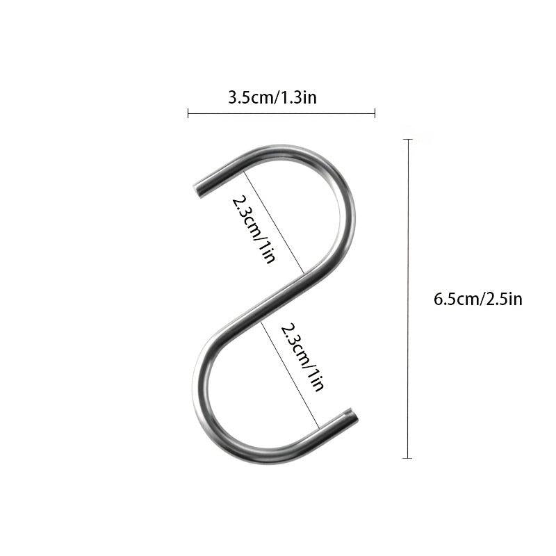 10pcs S Hooks Stainless Steel Heavy Duty Hanging Hooks Kitchen Utensils